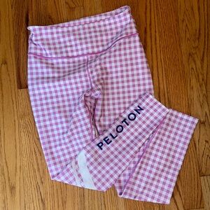 Pink and white gingham Peloton Leggings- size medium